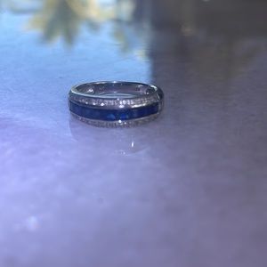 14k white gold sapphire and diamond ring